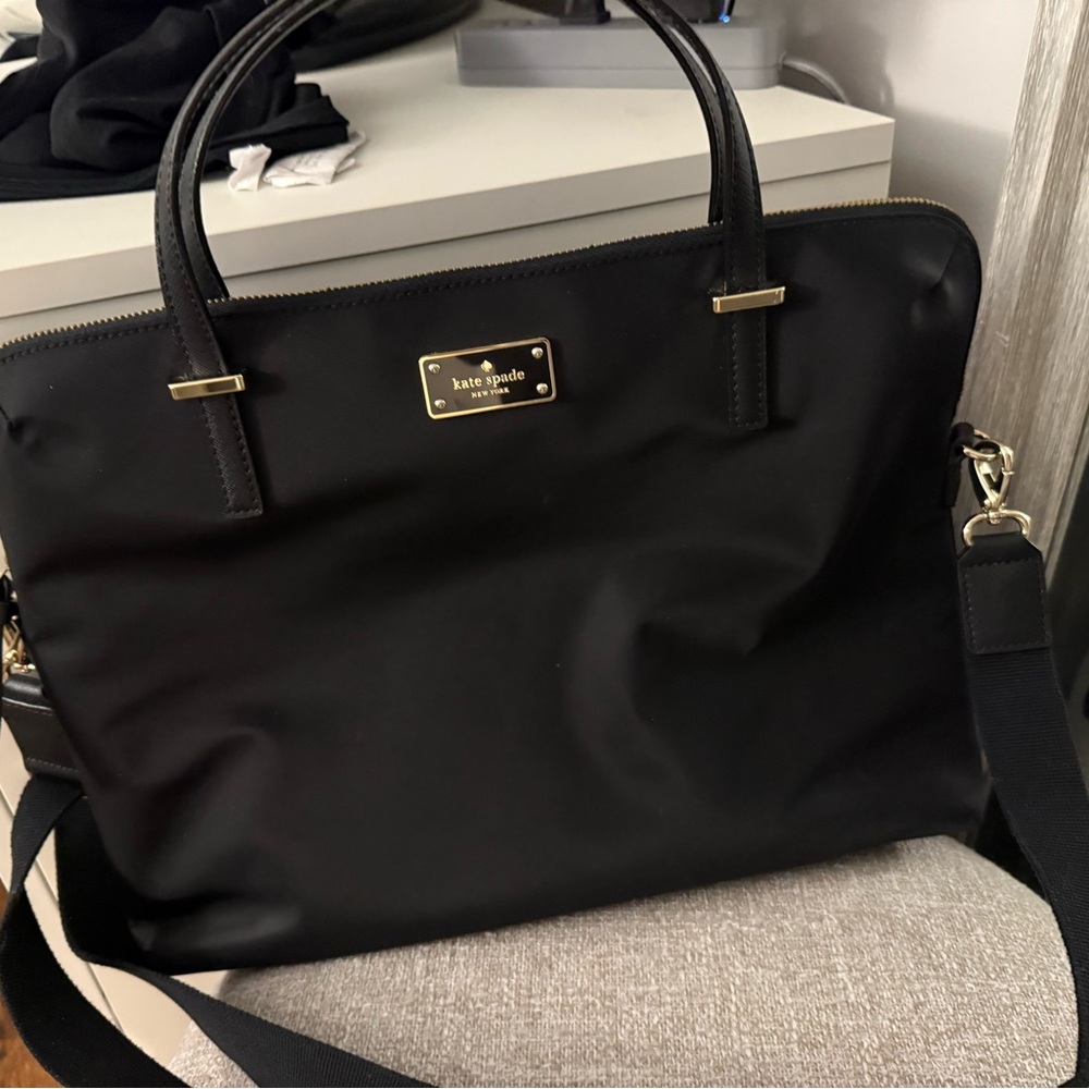 Kate Spade Black Briefcase with Gold Accents